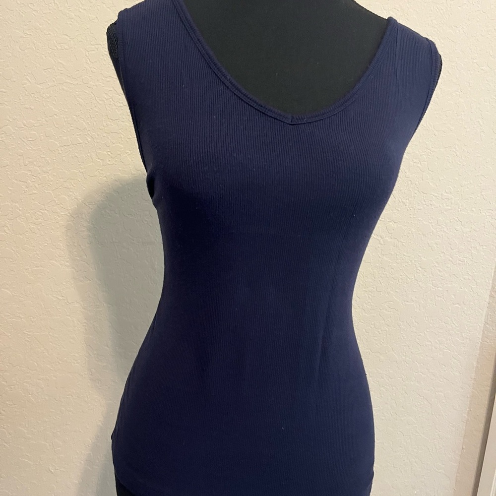 CAbi Blue Fitted Tank Top